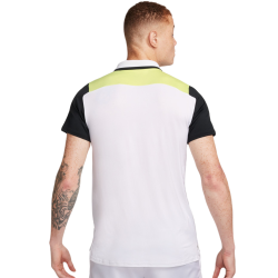 Men's Polo T-shirt Nike Court Dri-Fit Advantage Polo - white/lt lemon twist/black/black