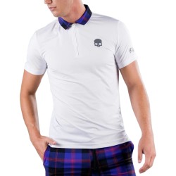 Men's Polo T-shirt Hydrogen Tartan Zipped Tech Polo - white/purple/black