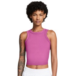 Women's top Nike One Fitted Dir-Fit Short Sleeve Crop Tank - playful pink/black