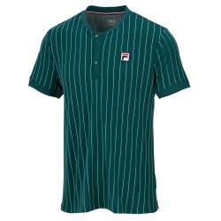Men's Polo T-shirt Fila T-Shirt Stripes Button - deep teal/white