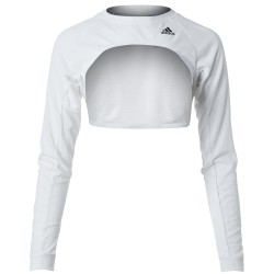 Women's long sleeve T-shirt Adidas W Tennis Shrug HEAT.RDY - white/copper metalic