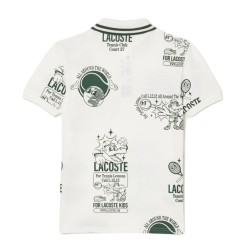 Boys' t-shirt Lacoste Graphic Print Cotton Polo - white/dark green