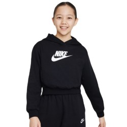 Girls' jumper Nike Sportswear Club Fleece Crop Hoodie - black/white
