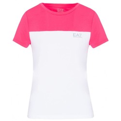Women's T-shirt EA7 Woman Jersey T-shirt - white/pink