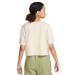 Women's T-shirt Nike Sportswear Essential Crop Icon - sanddrift/white