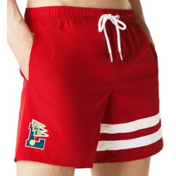 Men's shorts Lacoste Men's Men’s Pennants L Badge Light Swimming Trunks - red/white