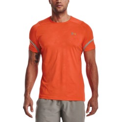 Men's T-shirt Under Armour Rush Emboss Short Sleeve - papaya/pewter