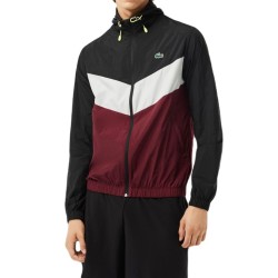Men's jacket Lacoste Water Resistant Packaway Zipped Sport Jacket - black/gris/bordeaux
