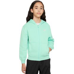 Girls' jumper Nike Club Fleece Full-Zip Hoodie - emerald rise/white