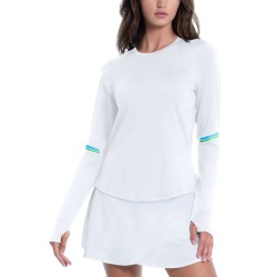 Women's long sleeve T-shirt Lucky in Love Tech Performance Swoop Long Sleeve - white