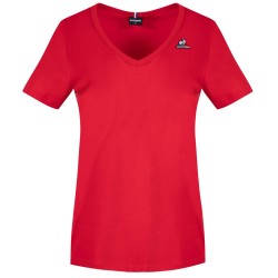 Women's T-shirt Le Coq Sportif ESS Tee SS Col V No.1 W - rouge electro