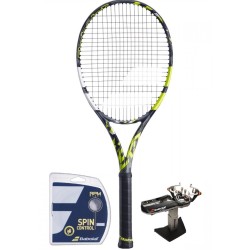 Tennis racket Babolat Pure Aero+ - grey/yellow/white + string + stringing