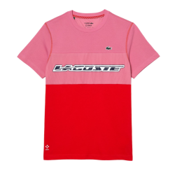 Men's T-shirt Lacoste SPORT x Daniil Medvedev Jersey T-Shirt - pink/red/blue
