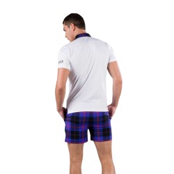 Men's Polo T-shirt Hydrogen Tartan Zipped Tech Polo - white/purple/black