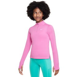 Girls' T-shirt Nike Dri-Fit Long Sleeve 1/2 Zip Top - playful pink/white