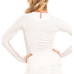 Women's long sleeve T-shirt Lucky in Love Core Whites Raglan Zip L/S - white/coral crush