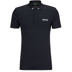 Men's Polo T-shirt BOSS Drop-needle Polo Shirt With Contrast Logos - dark blue