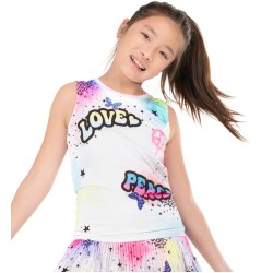 Girls' T-shirt Lucky in Love Novelty Print Graffiti Squad Tie Back Tank - multicolor
