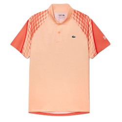 Men's Polo T-shirt Lacoste Tennis x Novak Djokovic Tricolour Polo Shirt - light orange/red/orange