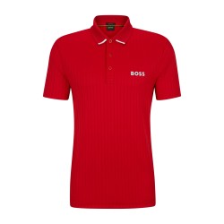 Men's Polo T-shirt BOSS Drop-needle Polo Shirt With Contrast Logos - medium red