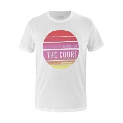 Men's T-shirt Babolat Exercise Message Tee Men - white/paradise pink