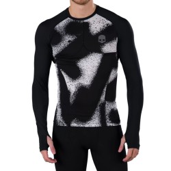Men’s compression clothing Hydrogen Spray Mesh Second Skin Long Sleeve - white/black