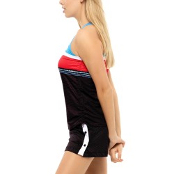 Women's top Lucky in Love Post a Plaid Post it Cinch Tank - black