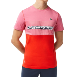Men's T-shirt Lacoste SPORT x Daniil Medvedev Jersey T-Shirt - pink/red/blue