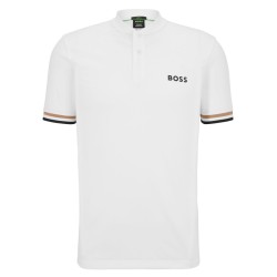Men's Polo T-shirt BOSS x Matteo Berrettini Slim-fit Polo Shirt With Stripes - white