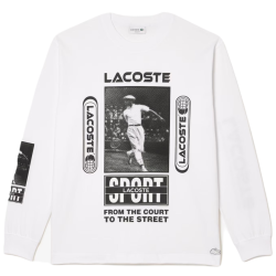 Men's long sleeve T-shirt Lacoste Loose Fit Ren_ Lacoste Print T-Shirt - white/black