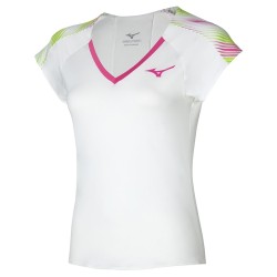 Women's T-shirt Mizuno Printed Tee - white/fuchsia