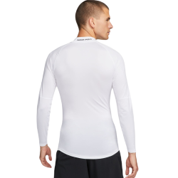 Men’s compression clothing Nike Pro Dri-FIT Fitness Mock-Neck Long-Sleeve - white/black