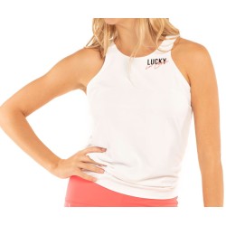 Women's top Lucky in Love Core Signature My Lucky Tie Back Tank - white