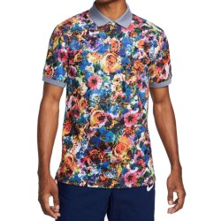 Men's Polo T-shirt Nike Dri-Fit Printed Slim Fit Polo - ashen slate/white