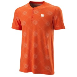 Men's Polo T-shirt Wilson Power Seamless Henley III M - fiesta/white