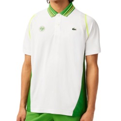 Men's Polo T-shirt Lacoste Sport Roland Garros Edition Ultra-Dry Two Tone Polo Shirt - white/green