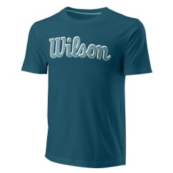 Men's T-shirt Wilson Script Eco Cotton Tee Slimfit M - blue coral
