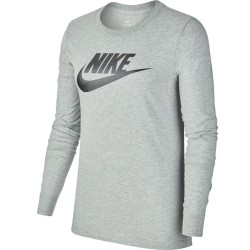 Women's long sleeve T-shirt Nike Swoosh Essential LS Icon Ftr - dk grey heather/black