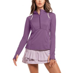 Women's long sleeve T-shirt Lucky in Love Avant Garde 1.0 Architect 1/4 Zip Long Sleeve - dusk