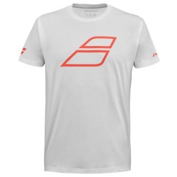 Boys' t-shirt Babolat Strike Cotton T-Shirt Jr - white/strike red