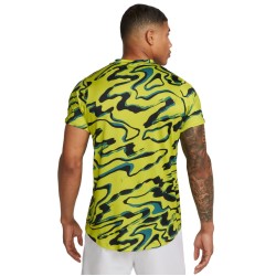 Men's T-shirt Nike Court Dri-Fit Advantage Printed Top - bright cactus/white