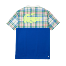 Men's T-shirt Lacoste Tennis Regular Fit Check Print T-shirt - white/blue