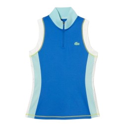 Women's polo T-shirt Lacoste Tennis Sleeveless Zip Neck Polo Shirt - blue/light green/white