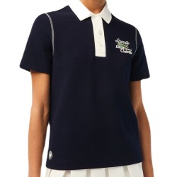 Women's polo T-shirt Lacoste Sport Roland Garros Edition Cotton Pique Polo Shirt - navy blue/white