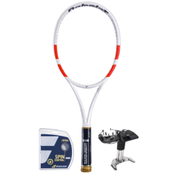 Tennis racket Babolat Pure Strike 97 2 Pack - white/red/black + string + stringing