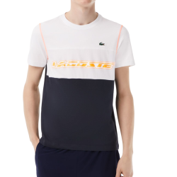 Men's T-shirt Lacoste SPORT x Daniil Medvedev Jersey T-Shirt - white/blue/orange