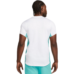 Men's T-shirt Nike Court Dri-Fit Advantage Printed Tennis Top - white/washed teal/black