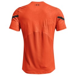 Men's T-shirt Under Armour Men's Rush 2.0 Emboss Short Sleeve - blaze orange/jet gray