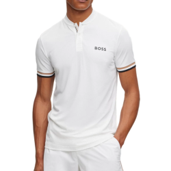 Men's Polo T-shirt BOSS x Matteo Berrettini Slim-fit Polo Shirt With Stripes - white