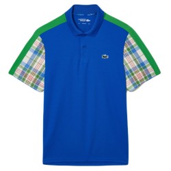 Men's Polo T-shirt Lacoste Colourblock Checked Polo Shirt - blue/green/white